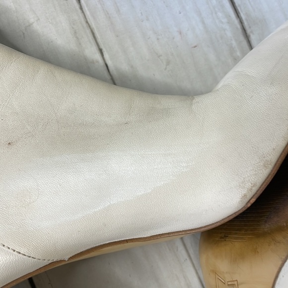 Marc Fisher Pointed Toe Slouchy Cream Ankle Boots - Picture 7 of 14